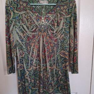 Live And Let Live Colorful boho top Size PL